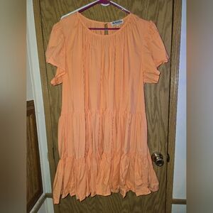 Orange/peach Ruffled Sleeve Flowy Dress!